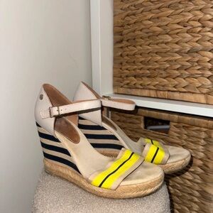 Tommy Hilfiger Beige and Yellow Striped Wedges